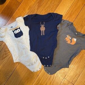 Charming Animal Bodysuit Trio - Navy, Gray, and Brown